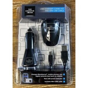 USB Charger Combo Kit and Mini USB Cable The Sharper Image New Sealed NOS